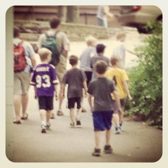 Boys Walking Away at Camp